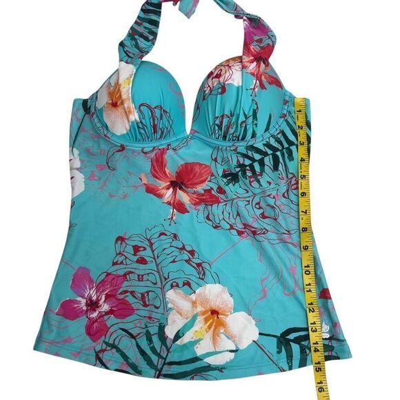 Hapari Womens SPF 50+ Halter Floral Backless Tankini Tank Top Multicolor Medium - Picture 9 of 14